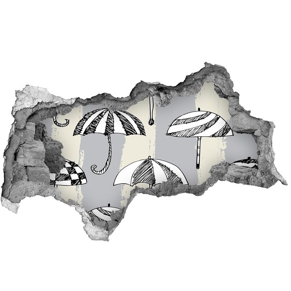 Hole wall sticker Charming umbrellas on the beach