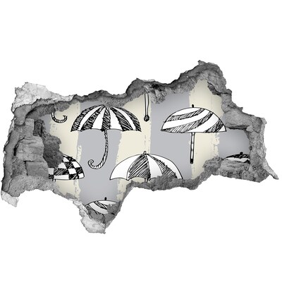 Hole wall sticker Charming umbrellas on the beach