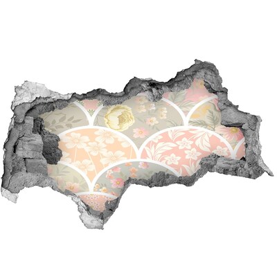 Hole wall sticker Floral pattern behind a damaged wall