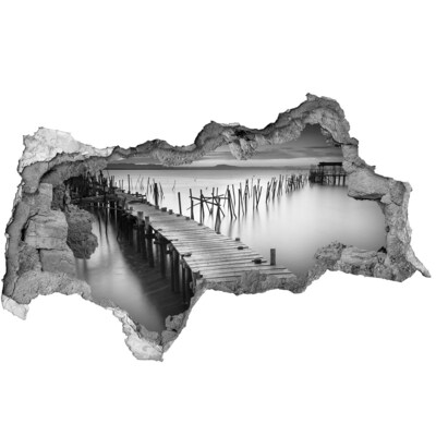 Hole in the wall decal Pier in a foggy setting