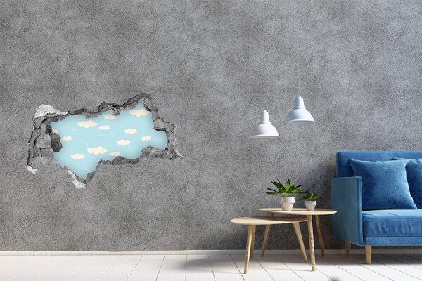 Hole in the wall decal Blue sky with clouds