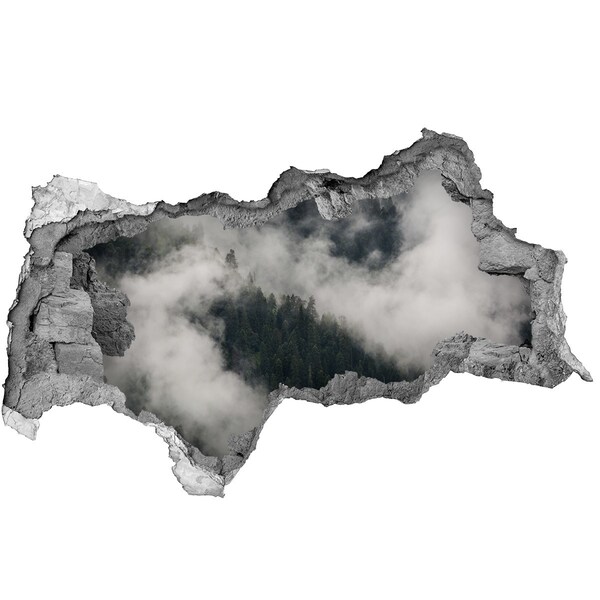 Hole in the wall sticker Green valley in the clouds