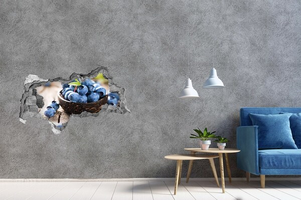 Hole wall sticker Berries in a wooden bowl