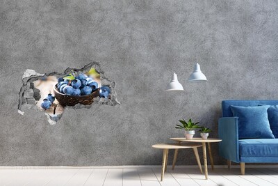 Hole wall sticker Berries in a wooden bowl