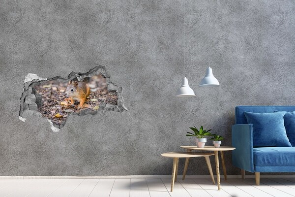 Hole wall sticker Squirrel in the forest