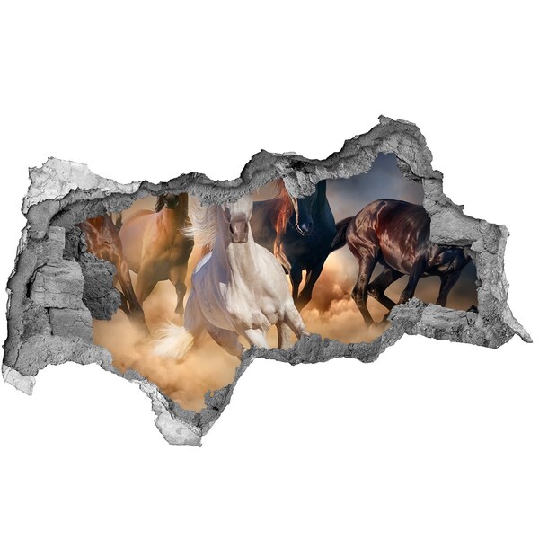 Hole wall sticker Galloping Horses Through the Wall