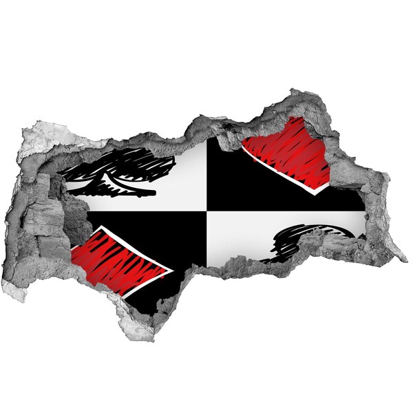 Hole in the wall sticker Broken wall with red accents