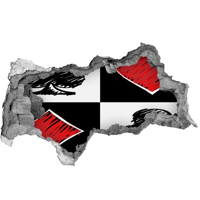 Hole in the wall sticker Broken wall with red accents