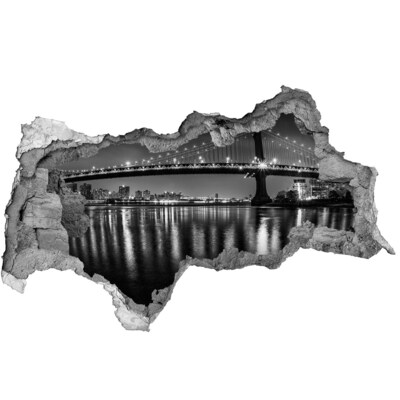 Hole in the wall decal Manhattan Bridge at night