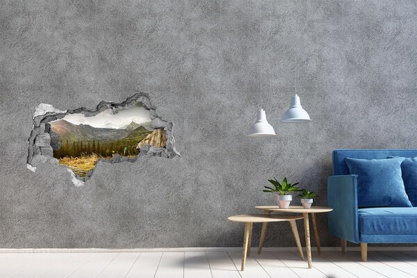 Hole in the wall decal Mountain landscape through a hole in the wall