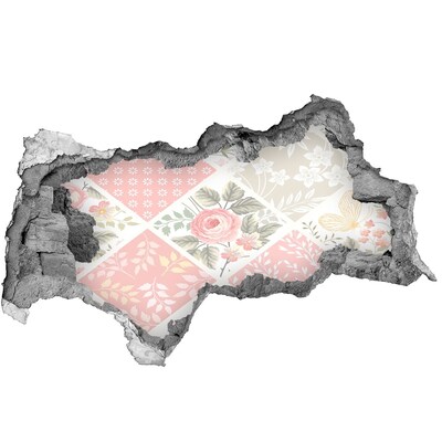 Hole wall sticker Floral pattern on a concrete background