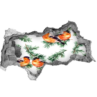 Hole in the wall sticker Birds against a green background