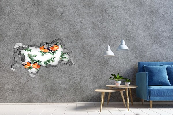 Hole in the wall sticker Birds against a green background