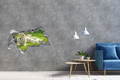 Hole in the wall sticker White lion in its natural habitat