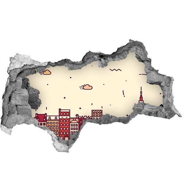 Hole in the wall sticker The city behind the wall