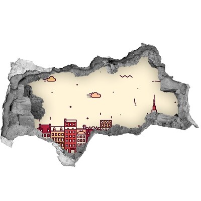 Hole in the wall sticker The city behind the wall
