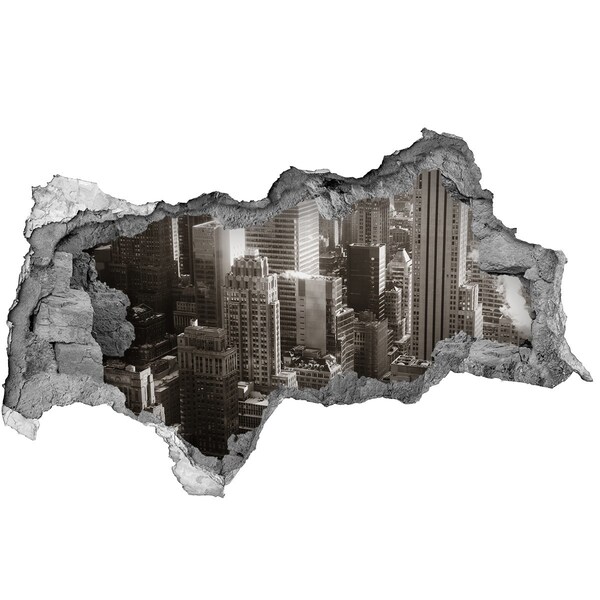 Hole in the wall decal View of the city from a hole in the wall