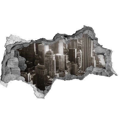 Hole in the wall decal View of the city from a hole in the wall