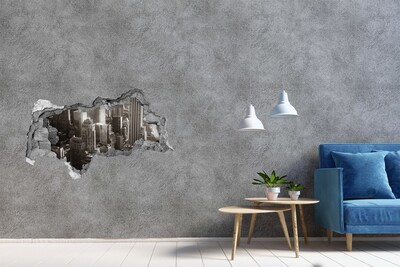 Hole in the wall decal View of the city from a hole in the wall