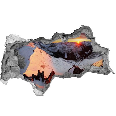 Hole in the wall decal Mountain sunset