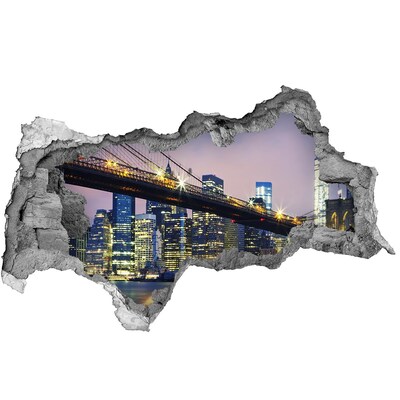 Hole in the wall decal Brooklyn Bridge at night