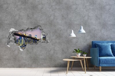 Hole in the wall decal Brooklyn Bridge at night