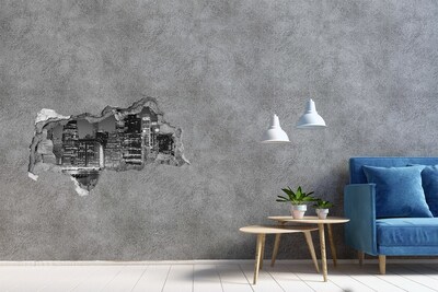 Hole in the wall decal View of the city at night