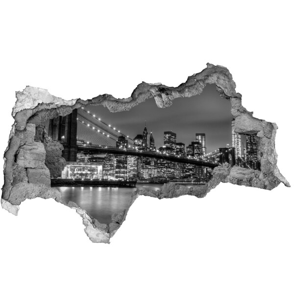 Hole wall sticker New York skyline at night