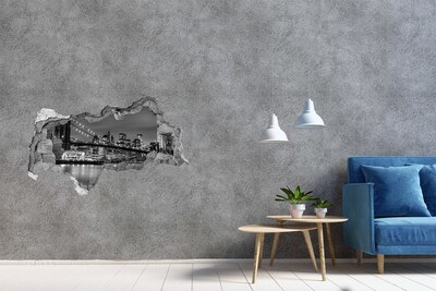 Hole wall sticker New York skyline at night