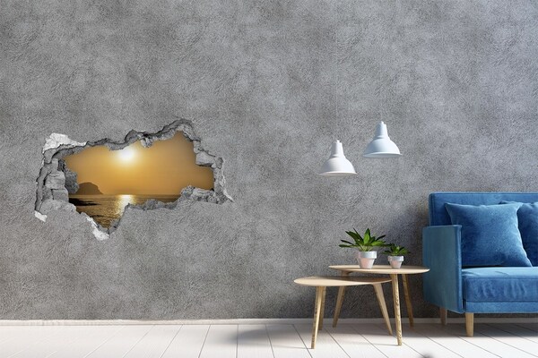 Hole wall sticker Sunset over the sea