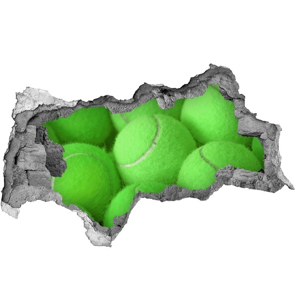 Hole in the wall sticker Green tennis balls behind the wall