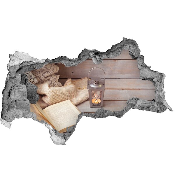 Hole in the wall sticker A cozy corner with a lantern