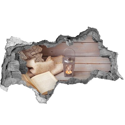 Hole in the wall sticker A cozy corner with a lantern