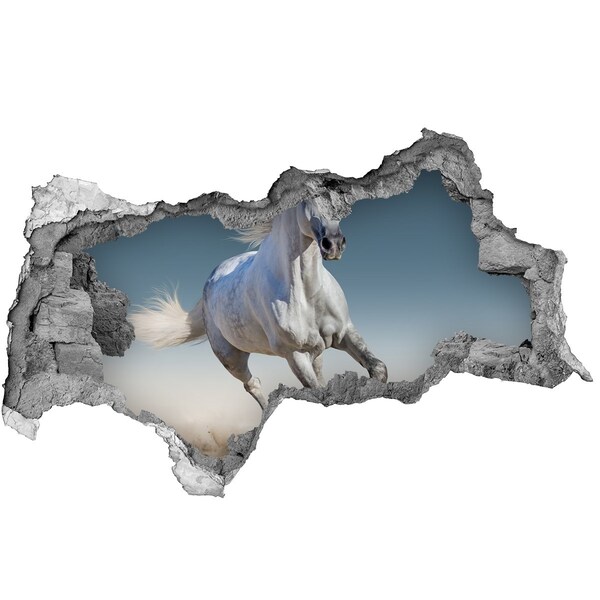 Hole wall sticker A white horse on the run
