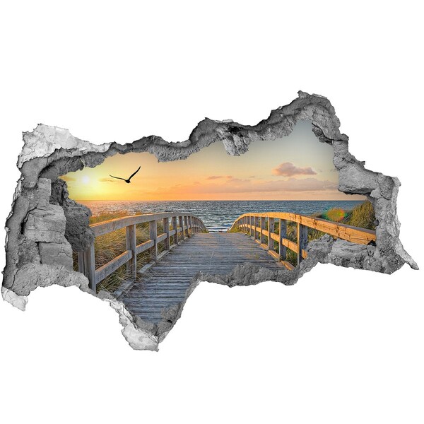 Hole in the wall decal Sunset over the sea
