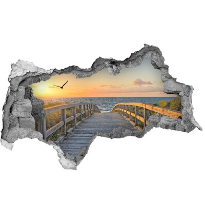Hole in the wall decal Sunset over the sea