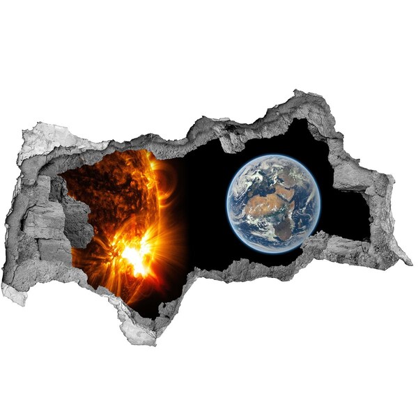 Hole in the wall sticker Cosmic view of the Earth and the Sun