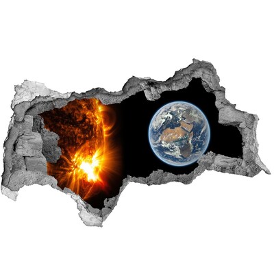 Hole in the wall sticker Cosmic view of the Earth and the Sun