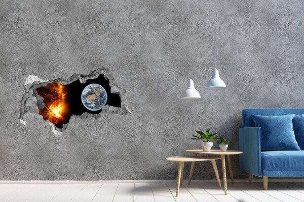 Hole in the wall sticker Cosmic view of the Earth and the Sun