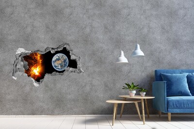 Hole in the wall sticker Cosmic view of the Earth and the Sun