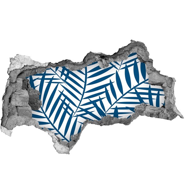 Hole in the wall sticker Tropical leaves in a hole in the wall