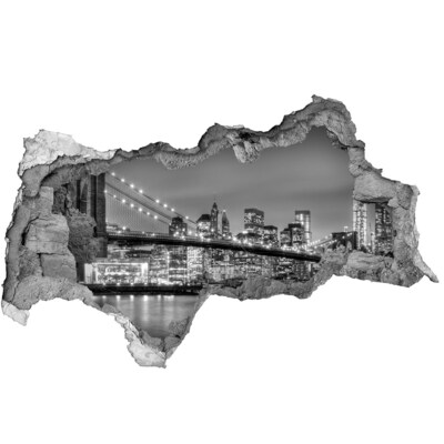 Hole wall sticker New York skyline in monochrome