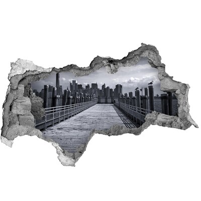 Hole in the wall sticker View of the city from the pier