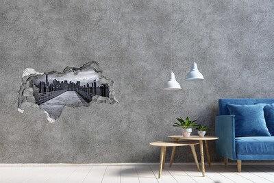 Hole in the wall sticker View of the city from the pier