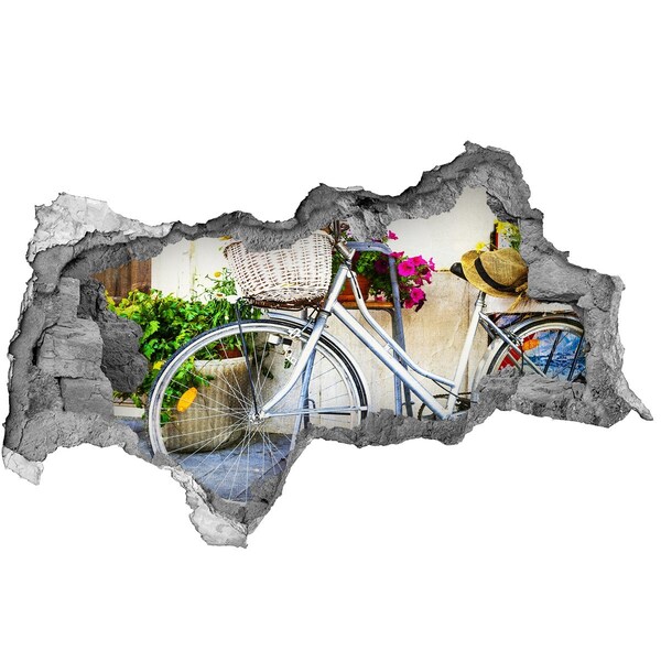 Hole in the wall sticker A bicycle in a floral setting