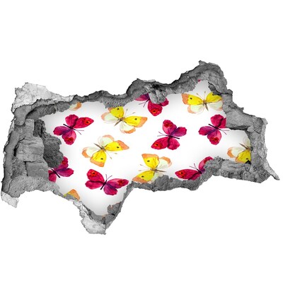 Hole wall sticker Butterflies in the flower garden