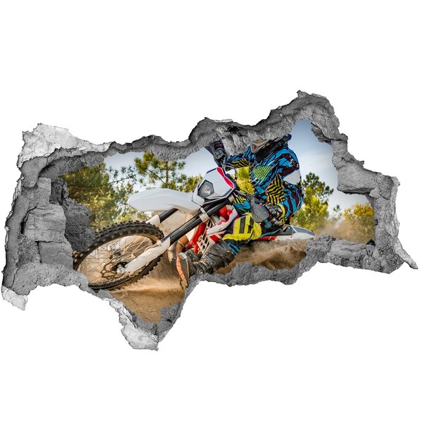 Hole wall sticker Motocross in action