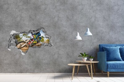 Hole wall sticker Motocross in action