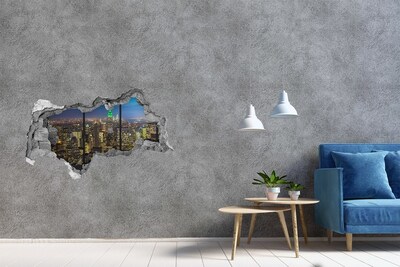 Hole in the wall decal New York at night