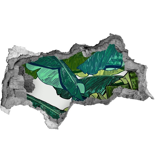 Hole wall sticker Tropical garden with banana leaves